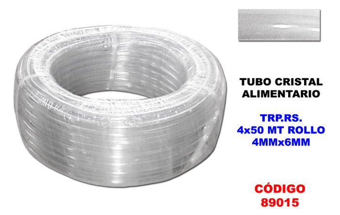 Tubo Manguera Cristal Alimentario TRPRS 4 x 6 mm x 50 MT Rollo Tubo Manguera Cristal Alimentario TRPRS 4 x 6 mm x 50 MT Rollo