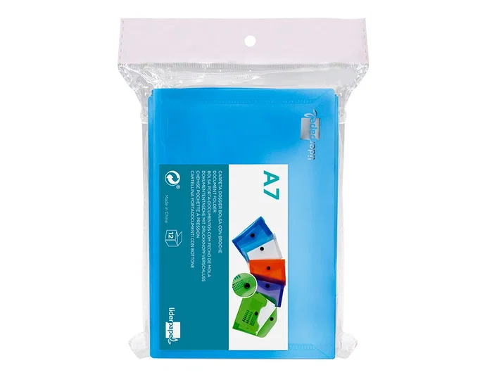 Liderpapel Carpeta Dossier con Broche Azul Translúcido DIN A7