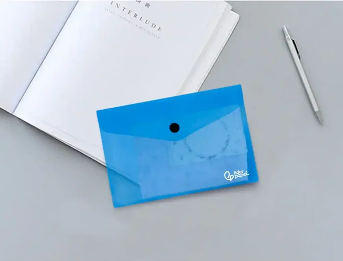 Liderpapel Carpeta Dossier con Broche Azul Translúcido DIN A7 Liderpapel Carpeta Dossier con Broche Azul Translúcido DIN A7