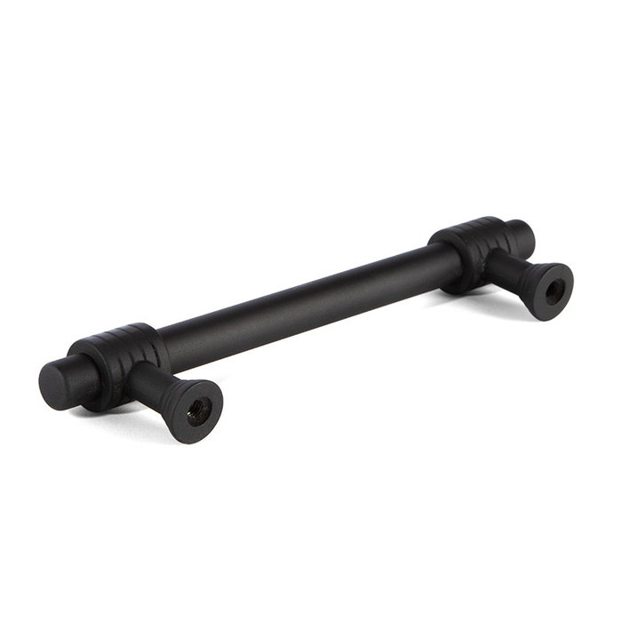 HERRAJES ALK Tirador Zamak Modelo Bru Acabados Negro Y Cuero Negro