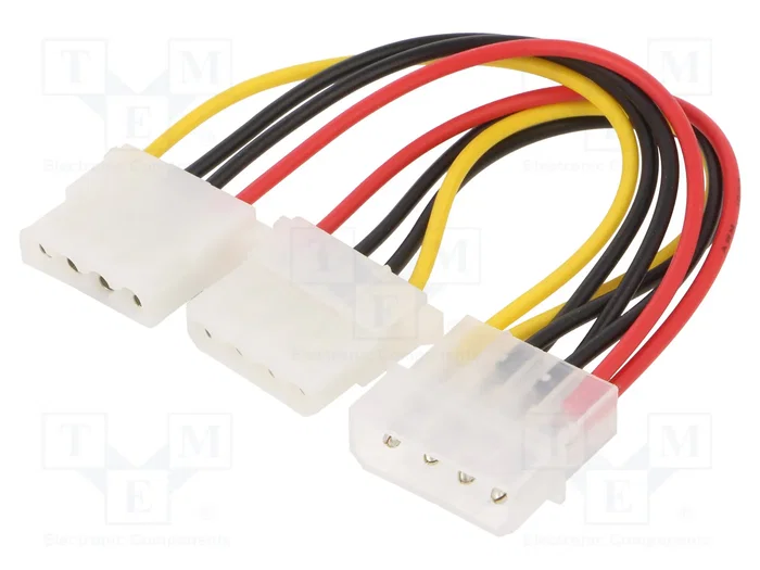 Gembird CC-PSU-1 Cable de Alimentación Molex de 4 Pines Macho a Doble Molex Hembra de 0.15m
