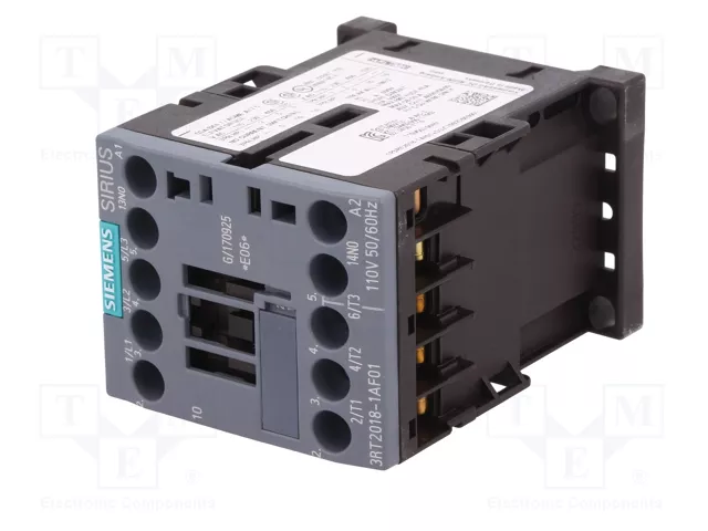 SIEMENS 3RT2018-1AF01 Contactor 3-polar 17A 110V AC