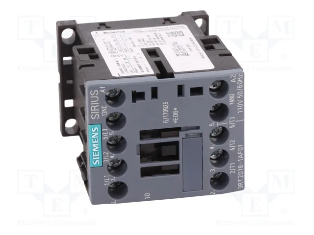 SIEMENS 3RT2018-1AF01 Contactor 3-polar 17A 110V AC