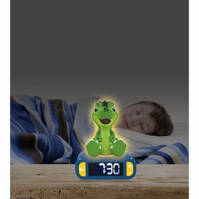 Lexibook Despertador Digital de Dinosaurio con Luz 3D y Efectos de Sonido