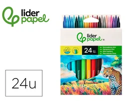 Liderpapel Rotulador Slim Caja 24 Unidades Colores Surtidos Punta Fina 2mm Tinta Lavable