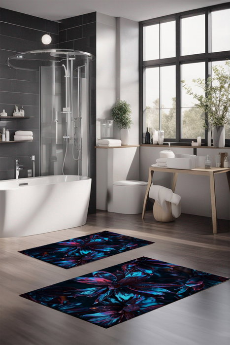 Mijölnir CT-5333 Juego de Alfombrillas de Baño 2 Piezas 100% Poliéster Antideslizante Antibacteriano Impresión Digital 40x60cm y 60x100cm