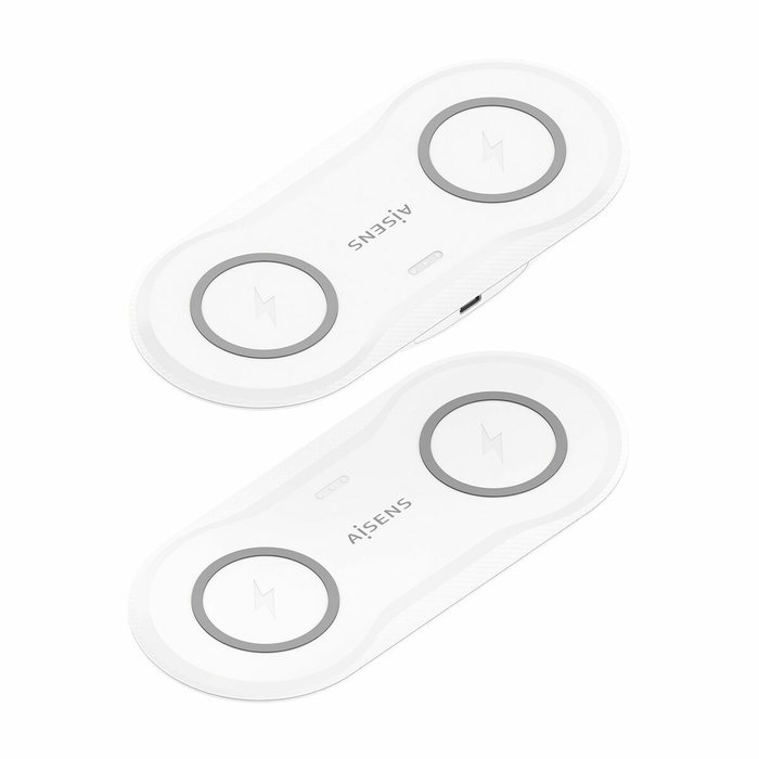 Aisens Base de Carga Inalámbrica ASCH-15W2WC059-W, 15W, 2 en 1 para Móvil y Auriculares, Blanco