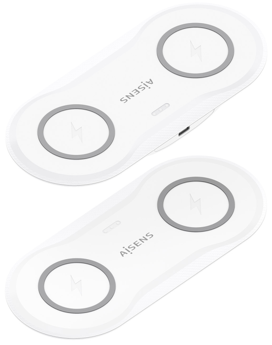 Aisens Cargador Inalámbrico 2 en 1 15W Blanco ASCH-15W2WC059-W