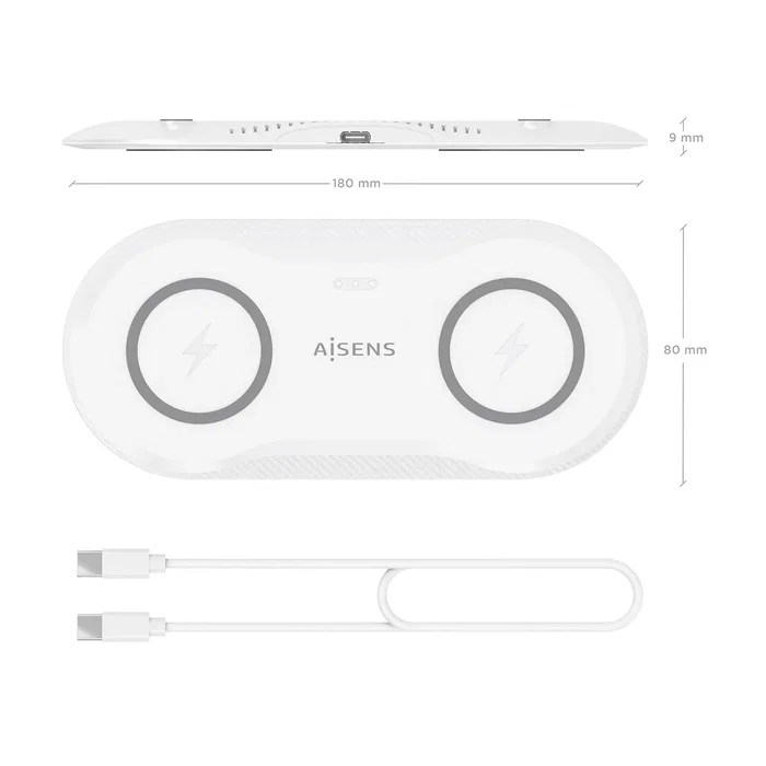 Aisens Cargador Inalámbrico 2 en 1 15W Blanco ASCH-15W2WC059-W Aisens Cargador Inalámbrico 2 en 1 15W Blanco ASCH-15W2WC059-W