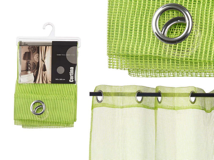 Giftdecor Cortina Rejilla Verde 140 x 260 cm con 6 Ollaos 100% Poliester (Set de 6) Giftdecor Cortina Rejilla Verde 140 x 260 cm con 6 Ollaos 100% Poliester (Set de 6)