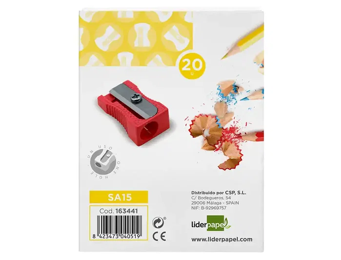Liderpapel Sacapuntas Metálico Cuña Rojo