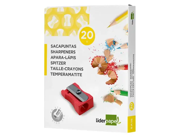 Liderpapel Sacapuntas Metálico Cuña Rojo