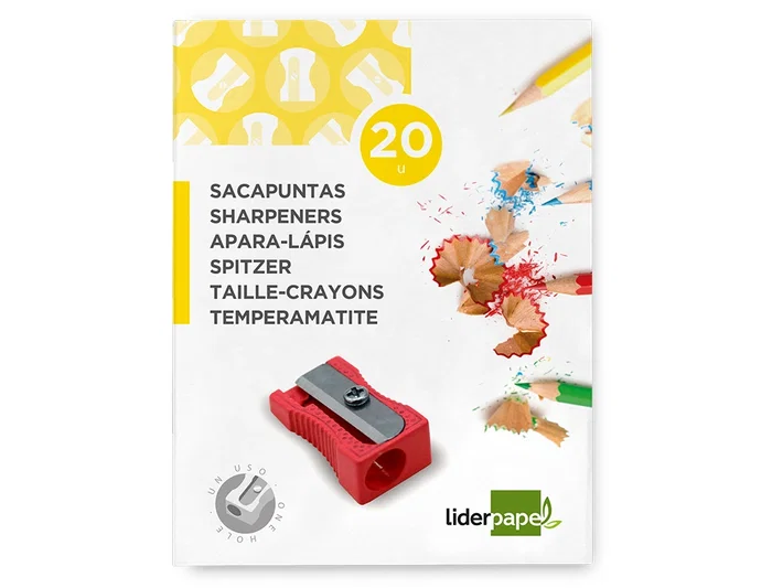 Liderpapel Sacapuntas Metálico Forma Cuña 1 Uso Color Rojo