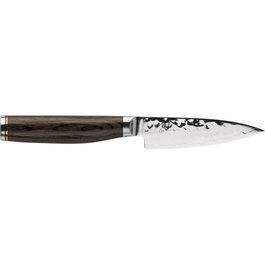 Kai KAI SHUN PREMIER Tim Mälzer cuchillo de pelar 10cm de acero Damascus VG-10 con mango de nogal de color marrón y plateado. (Nota: Los datos de longitud de hoja varían entre las fuentes, se utiliza el nombre de producto principal de 10cm) Verifique especificaciones técnicas. *Atención: El nombre del producto indica 10cm, aunque la descripción técnica menciona otras medidas; por favor, confirme el tamaño deseado antes de la compra.*
