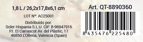 Quttin Pack de 6 Fuentes de Vidrio Ovaladas 1.8L, 26.2x17.8x6.1 cm