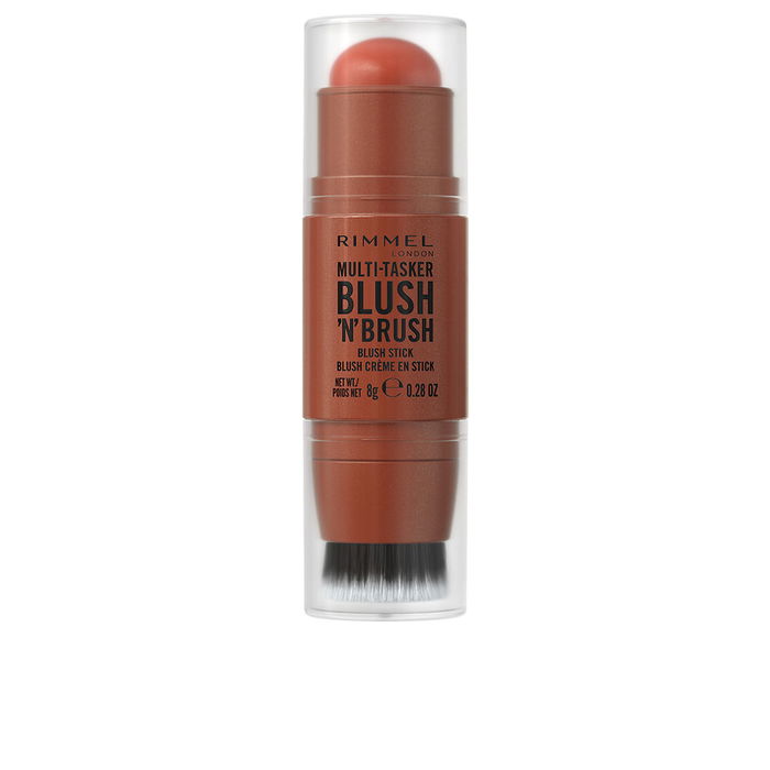 Rimmel London MULTI-TASKER BLUSH 'N' BRUSH Stick #300-Nearly Suede - Rubor en Barra con Brocha, 8 gr, Textura Cremosa, Vegano, Resistente al Agua Rimmel London MULTI-TASKER BLUSH 'N' BRUSH Stick #300-Nearly Suede - Rubor en Barra con Brocha, 8 gr, Textura Cremosa, Vegano, Resistente al Agua