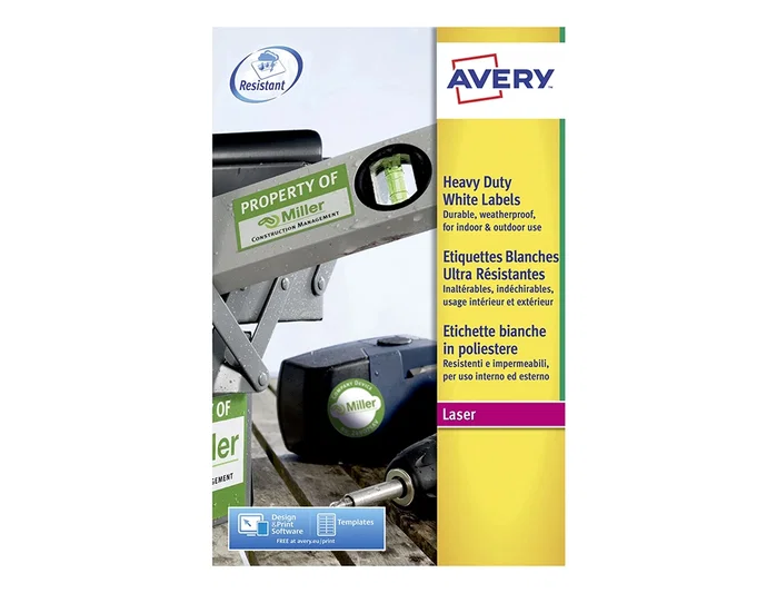 Avery Etiquetas Adhesivas Poliester Blancas 210x297 mm Resistentes Laser Pack 20 Unidades Avery Etiquetas Adhesivas Poliester Blancas 210x297 mm Resistentes Laser Pack 20 Unidades