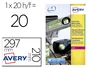Avery Etiquetas Adhesivas Poliester Blancas 210x297 mm Resistentes Laser Pack 20 Unidades