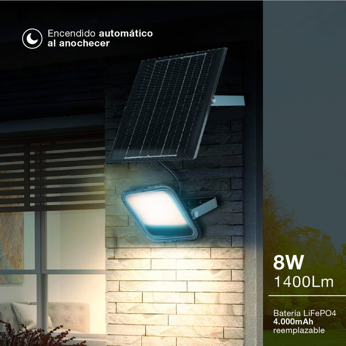 GSC Evolution Proyector solar LED Pamol 100W Negro con sensor de movimiento y crepuscular IP65