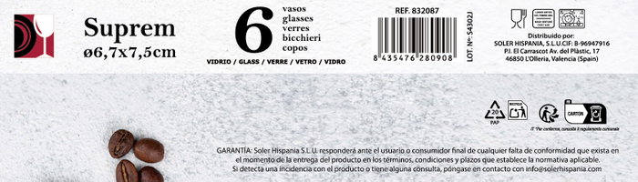 La Mediterranea Set de 6 Vasos Bombon Parker 125ml (12 Cajas) de 125ml