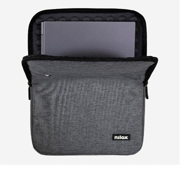 Nilox Funda Maletín Sleeve Acolchada para Portátil/Tablet 13.3" (33.8 cm) Gris, 2 Compartimentos, NXSL13GY