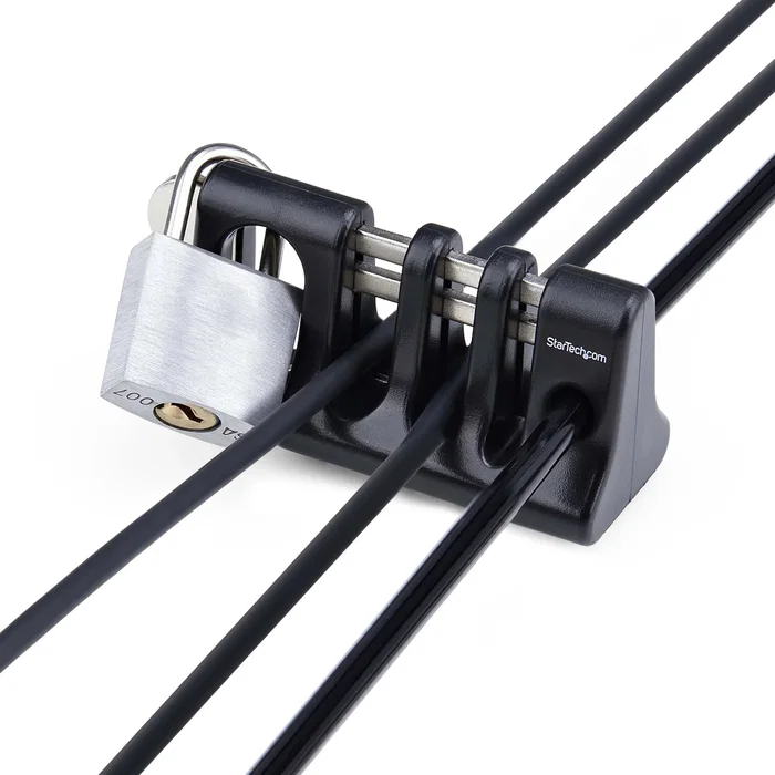 StarTech.com CABLE-ORGANIZER-LOCK Candado Anclaje de Cable Antirrobo para Escritorio - Organizador y Soporte Seguro para Cable de Teclado, Ratón y Periféricos - Negro