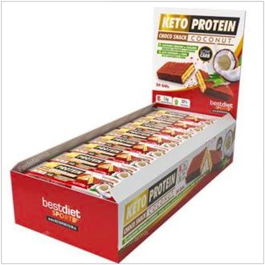 Keto Protein Choco Snack Coconut Protein Barritas 24Uds. - Barrita de proteína con coco y chocolate, apta para dieta keto
