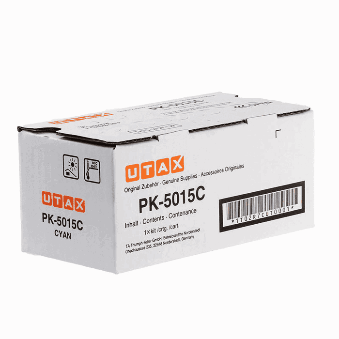 Utax Toner PK-5015C Cyan 1T02R7CUT0 para impresoras, tóner de repuesto original