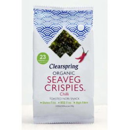 CLEARSPRING Alga Nori Tostada con Chili Snack 4g - Sabor Picante, Orgánico, Vegano, Sin Gluten, Aperitivo de Alga