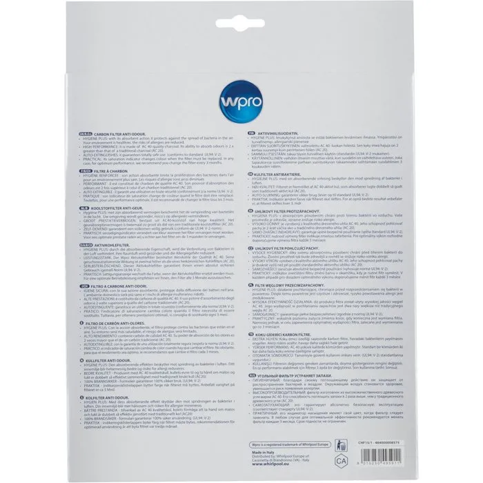 Wpro CHF15 Filtro de campana Tipo 15 Wpro CHF15 Filtro de campana Tipo 15