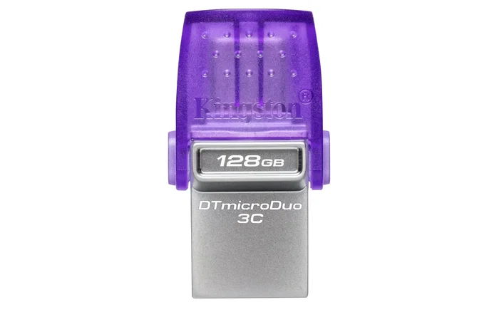 Kingston DataTraveler microDuo 3C - Pendrive USB 128GB, USB 3.2 Gen 1, Dual Tipo-C/Tipo-A, Lectura 200 MB/s, Color Púrpura