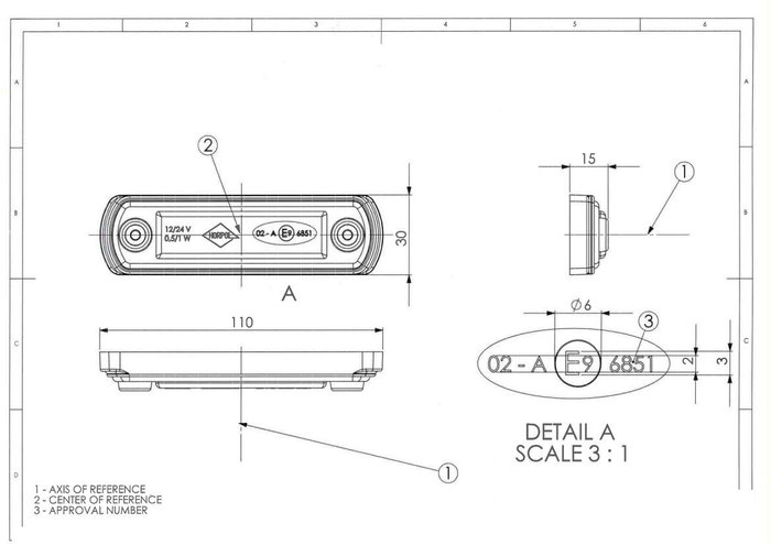 M-Tech Luz de Galibo Led HOR65 LD675 12-24 V ECE Naranja Marcador LED