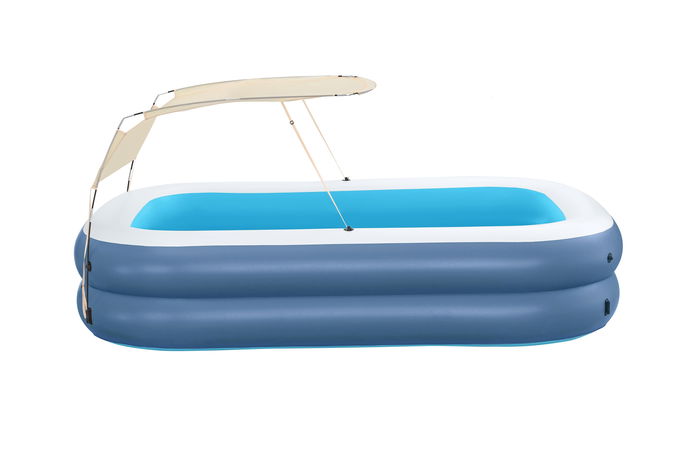 Bestway Piscina Hinchable 2 Camaras Rectangular con Toldo 254x178x140 cm +6 Años Jardin 54449
