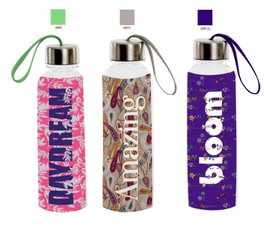 DKD Home Decor Juego de 6 Botellas de Borosilicato Daydream 550ml Multicolor