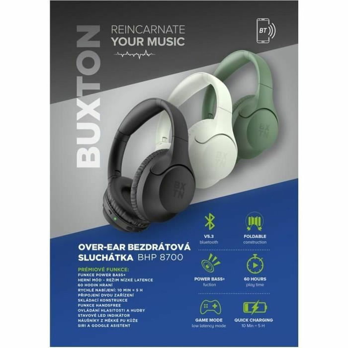 Buxton BHP 8700 Auriculares inalámbricos supraaurales Verde