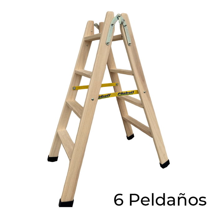 Plabell Escalera de Madera 6 Peldaños 164cm BLD-6