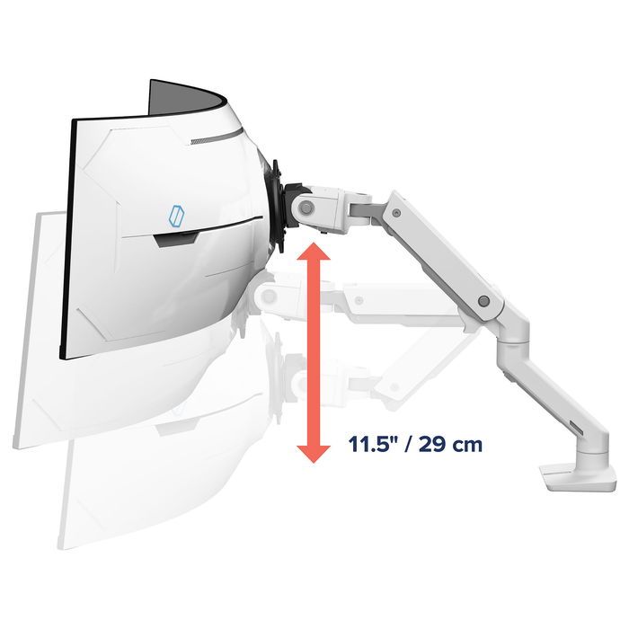 Ergotron HX - Brazo para Monitor con Pivote Muy Resistente VHD, Capacidad 17 kg para hasta 57", Soporte VESA 100x100 mm, Abrazadera de Escritorio, Color Blanco