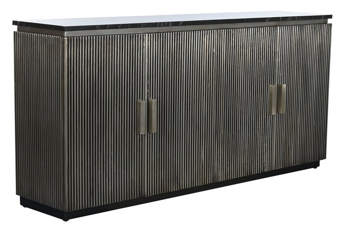 DKD Home Decor Buffet de Latón y Mármol Plateado DKD Home Decor Buffet de Latón y Mármol Plateado