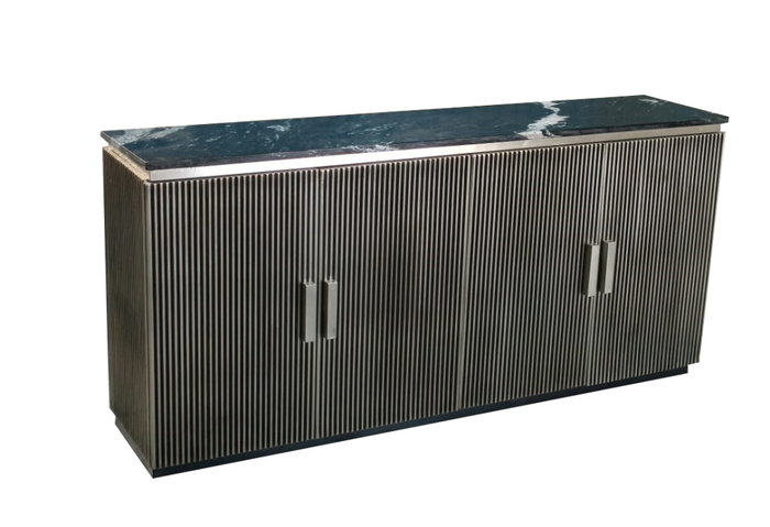 DKD Home Decor Buffet de Latón y Mármol Plateado DKD Home Decor Buffet de Latón y Mármol Plateado