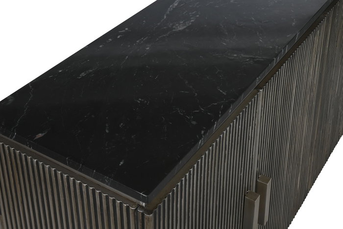 DKD Home Decor Buffet de Latón y Mármol Plateado DKD Home Decor Buffet de Latón y Mármol Plateado