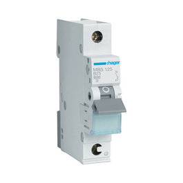 Hager MBS125 Interruptor magnetotérmico 1 polo 6kA B-25A QuickConnect