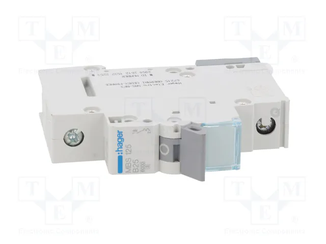 Hager MBS125 Disyuntor 1 polo 25A Tipo B 6kA QuickConnect 1M