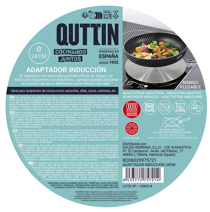 Quttin Adaptador Inducción 24cm