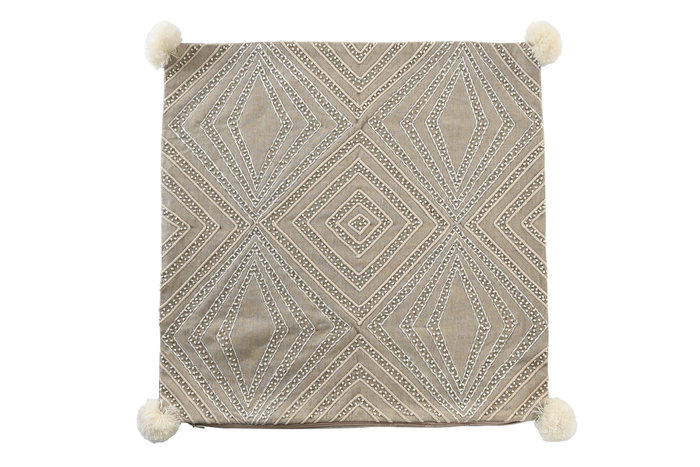 DKD Home Decor Funda Cojín Gris 50x50 cm Algodón Poliéster