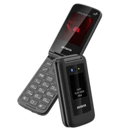Aiwa FP-30-4G - Teléfono Móvil para Personas Mayores, Negro, 4G, Dual SIM, Pantalla 2.4", Botón SOS, Linterna y Radio FM