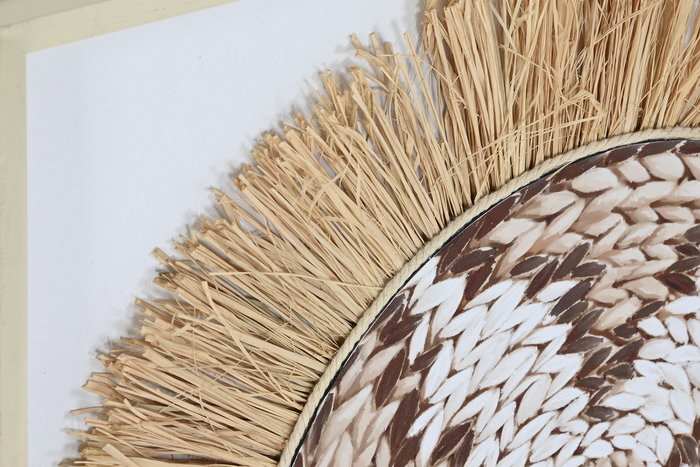 DKD Home Decor Cuadro Boho Natural Blanco Pino 60 x 60 x 3 cm (2 Unidades)