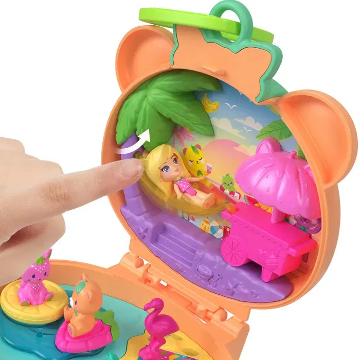 Mattel JKC79 Polly Pocket Playset con Peluche Extraíble, Hamaca Colgante y Llavero Portátil - AACKE66500