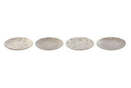 DKD Home Decor Set de 4 Platos de Porcelana Flores Beige y Marrón con Diseño Shabby 19x19x2 cm