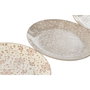 DKD Home Decor Set de 4 Platos de Porcelana Flores Beige y Marrón con Diseño Shabby 19x19x2 cm