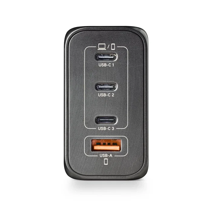 NGS BUD 240W Cargador de Pared GaN Ultra Rápido con 4 Puertos (3 USB-C PD3.1/PPS + 1 USB-A QC3.0) para Smartphone, Tablet y Portátil - Negro